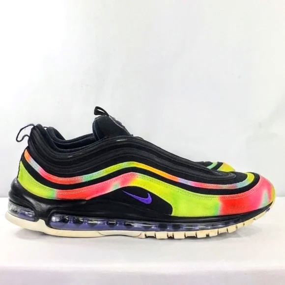 Nike Air Max 97 Men Sneaker Black Canvas Multicolor Tie Dye